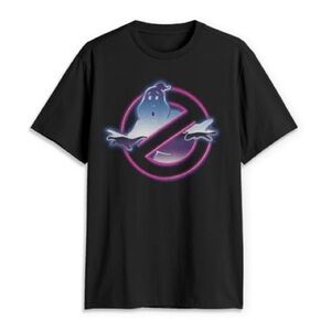 Ghostbusters Neon Logo Graphic T-Shirt Black Unisex Medium NWT